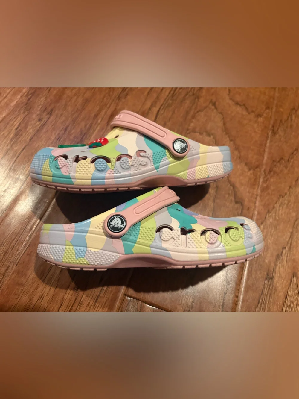 Girls Multicolor Pastel Crocs Baya With Jibbets size 3